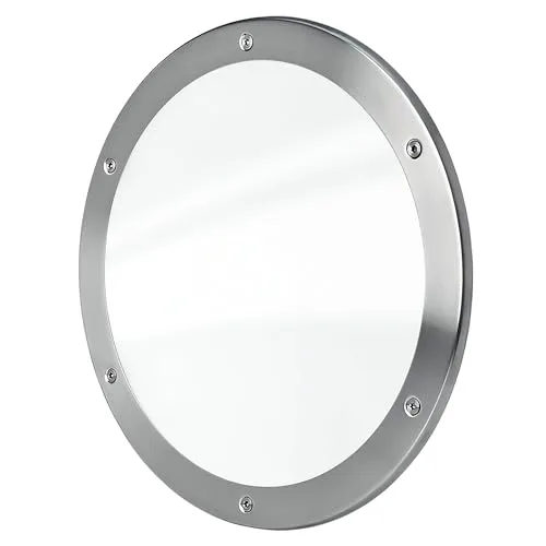 MLS Bullauge B5000 für Türen, Türfenster aus Edelstahl, VSG-Sicherheitsglas, Einseitige Montage auf Türblatt, ohne Ausschneiden, Einseitig Sichtbare Schrauben, 1 Stück, 1 Ring Ø 300 mm, Klares Glas