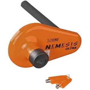 Fullstop Security Radkralle Nemesis Ultra SCM - Zubehör für Autoanhänger mit neuem patentierten Design, kompakt und leicht, einfach zu montieren, bietet höchste Sicherheit mit einem Anti-Pick Schloss.