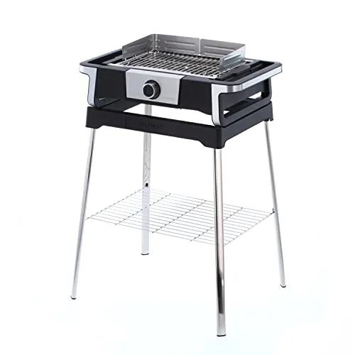 SEVERIN SENOA DigitalBOOST S Elektrogrill mit Untergestell, Standgrill mit schnellem Grillstart bis 500 °C, Balkon Grill mit SafeTouch-Oberfläche, Edelstahl/Schwarz, PG 8118