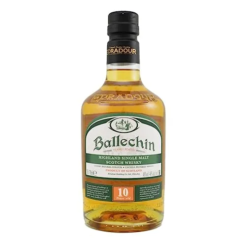 Ballechin 10 Jahre - Heavily Peated Scotch Whisky - Whisky mit stark torfigem Aroma, mindestens 50 ppm Phenol, gereift in Ex-Bourbon- und Oloroso Sherryfässern für komplexe Toffee-, Karamell- und Fruchtnoten.