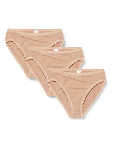 Sloggi Damen Unterhose 24/7 Cotton Lace Tai , Baumwolle, Spitzen-Optik, 3-Pack, 48, Brush
