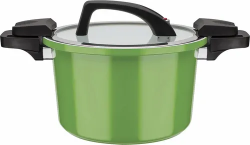 GSW Dampfgartopf Ceramica green - Kochtopf aus Aluminium mit mehrfacher Ceramic-Versiegelung, ideal für gesundes Dampfgaren und spülmaschinengeeignet.