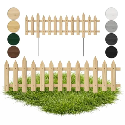 Floranica 100 x 40 cm Unbehandelter Gartenzaun mit Metallpfosten - Braun/Grau/Grün - Robuster Steckzaun für vielseitige Anwendungen im Garten. Mit stabilen Metallpfosten einfach zu installieren, bietet er eine stilvolle Abgrenzung und passt sich flexibel Ihren Wünschen an.