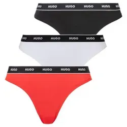 Hugo Damen Triplet Thong Stripe, Dark Pink652, XS EU - Funktionsunterwäsche aus 95% Baumwolle und 5% Elasthan für optimalen Komfort und Passform.