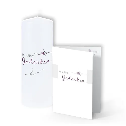 DOLORINO Trauerkerze mit Trauerkarte | "In stillem Gedenken" | 20x8cm