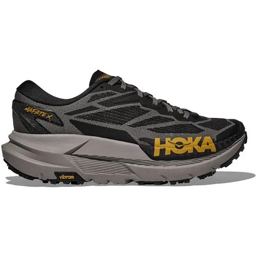 Hoka Herren Mafate X Schuhe Größe 46 grau - Carbonverstärkter Trailrunningschuh mit optimaler Dämpfung und griffiger Vibram Megagrip-Sohle, ideal für herausfordernde Ultradistanzen auf verschiedenem Terrain.