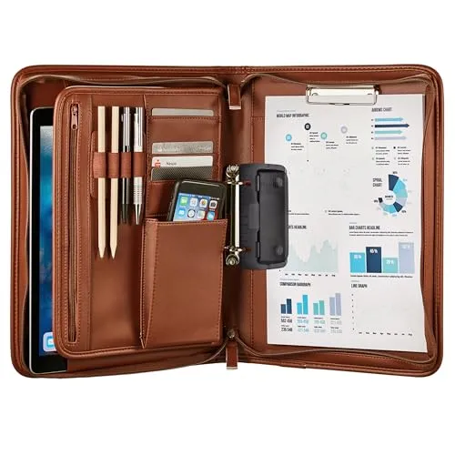 ONVAYA Konferenzmappe A4 - Businessmappe mit Reißverschluss - Konferenzmappe A4 mit vielen Fächern und cleverem Smartphone Fach, ideal für Büro, Schule und Hobby. Inklusive A4 Schreibblock und mit umlaufendem Reißverschluss.