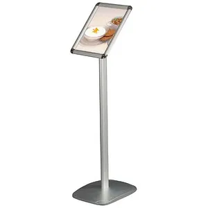Update-Displays Infoständer silber A4 - 100 cm Höhe mit Klapprahmen - Prospektständer aus hochwertigem Aluminium, drehbar für Quer- und Hochformat, mit sicherem Stand durch schwere Fußplatte. Ideal für ansprechende Präsentationen.