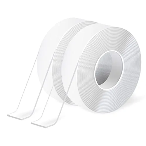 Art3d Nano Doppelseitiges Klebeband 2 Rollen à 3 Meter transparentes Mehrzweck-Schaumstoff-Klebeband für Teppichmatten Klebeartikel Fotorahmen Bastelwandmontage
