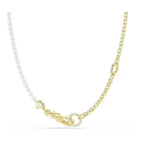 Swarovski Idyllia Halskette mit Kristallperlen - Elegante Halskette mit goldlegierter Kette und weißen Swarovski Kristallperlen. Vielseitig tragbar als lange Kette oder Y-Halskette. Das Herzmotiv unterstreicht Ihre Individualität.