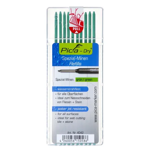 Pica DRY 4042 Spezialminen grün Tieflochmarker Ersatz Minen Baubleistift