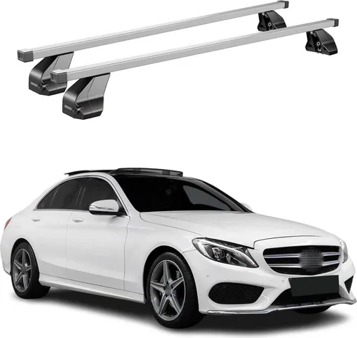 OMAC Dachträger Stahl Gepäckträger für Mercedes C Klasse W205 2014-2018 - Dachgepäckträger aus hochwertigem Stahl, abnehmbar, wasserbeständig und ideal für vielseitige Transportlösungen wie Fahrrad- und Skiträger.