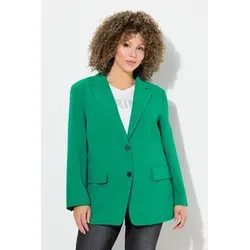 Ulla Popken Damen Plus Size Blazer, smaragdgrün, Oversized - Eleganter Blazer für Damen in großen Größen mit Reverskragen, lässiger Oversized-Passform und Stretchkomfort für optimalen Tragekomfort.