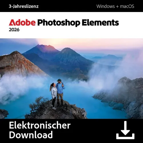 Adobe Photoshop Elements 2026 - 1 Benutzer Download für Win/Mac - Kreativitätsanwendung zur Grafik- & Bildbearbeitung, ideal für Hobbyfotografen mit benutzerfreundlichen Funktionen und Multilingual-Support.