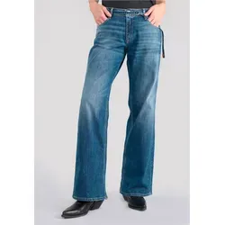 Le Temps des Cerises Lauryn Jab Flare Jeans, Blau Nr. 3 - Stylische Flare Jeans mit gewaschener Verarbeitung, ideal für einen modischen Look in der Freizeit.