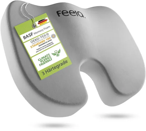feela.® Orthopädisches Autositzkissen – TESTSIEGER für besseren Sitzkomfort - Kfz-Sitzkissen mit 3 Härtegraden, lindert Rücken- und Steißschmerzen beim Autofahren und unterstützt eine gesunde Haltung. Inklusive kostenloses eBook für Rückengesundheit.