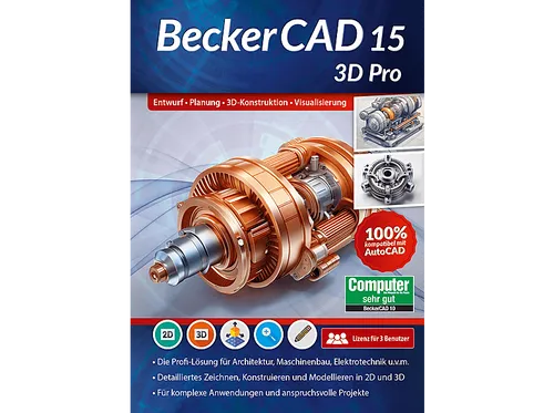 Markt+Technik BeckerCAD 15 - 3D Pro - Professionelle CAD-Software für 2D und 3D, ideal für Architektur, Maschinenbau und Elektrotechnik. Mit umfangreichen Zeichenwerkzeugen und einfacher 3D-Grafik-Integration für beeindruckende Präsentationen.