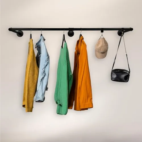 RSR Hangers Kleiderstange Industrial Design 200 cm - Kleiderständer im Industrial-Stil, aus robustem Stahl für eine stilvolle und funktionale Aufbewahrung von Jacken und Mänteln, ideal für Flur und Schlafzimmer.