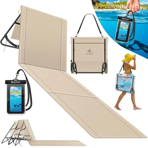 KESSER® Klappbare Strandmatte mit Verstellbarer Rückenlehne - Faltbare Strandliege für Garten, Terrasse & Strand, mit verstellbarer Rückenlehne für optimalen Komfort und einer maximalen Belastbarkeit von 130 kg. Ideal zum Entspannen und leicht zu transportieren.