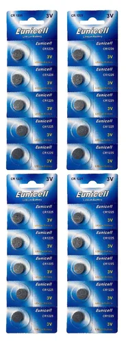 ☀️☀️☀️☀️☀️ 20 x CR1225 3V Lithium Knopfzelle 50 mAh (4 Card a 5 Batterien) Euni
