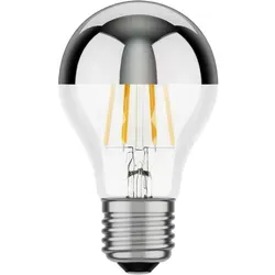ledscom.de E27 LED Leuchtmittel, A60, weiß (3900 K), 6,6 W, 646lm, Kopfspiegel (silber)