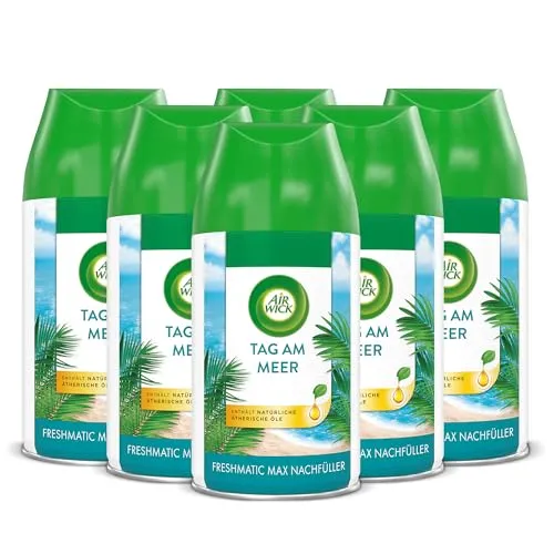 Air Wick Freshmatic Max Raumspray Nachfüller – Tag am Meer – 6 x 250 ml - Raumsprays: Automatisches Duftspray mit bis zu 70 Tagen Duftdauer, ideal für Urlaubsstimmung in jedem Raum und zur Neutralisierung von unangenehmen Gerüchen.
