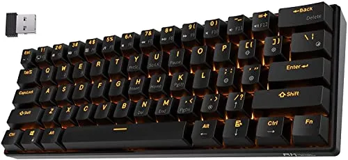 RK ROYAL KLUDGE RK61-US 2.4Ghz Kabellose/Bluetooth/Verkabelte 60% Mechanische Tastatur, 61 Tasten kompakte Tastatur, Hot Swappable Rote Schalter Gaming Tastatur mit Software für Win/Mac, QWERTY