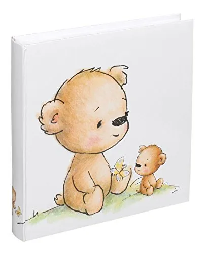 IDEAL TREND Cat & Bears Fotoalbum 30x30 cm 100 weiße Seiten Baby Kinder Foto Album Fotobuch: Farbe: Teddybär