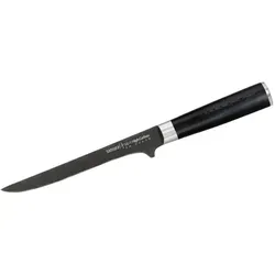 Samura Kochmesser Mo-V Ausbeinmesser 16,5 cm SM-063B - Das Samura Mo-V Ausbeinmesser 16,5 cm SM-063B überzeugt durch seine hochwertige AUS-8-Stahlklinge mit Stonewashed Oberfläche. Ergonomischer G10-Griff und durchgehender Erl sorgen für Stabilität und Hygiene. Perfekt für präzise Schneidarbeiten in der Küche.