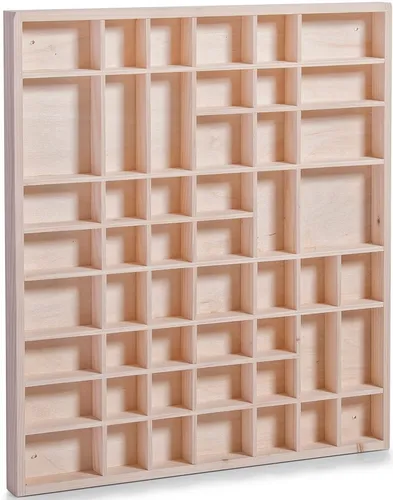 Zeller Present Allzweckkorb Setzkasten - Aufbewahrungsboxen mit 51 Fächern in verschiedenen Größen, ideal zur übersichtlichen Organisation von Kleinigkeiten. Aus naturbelassenem Kiefernholz, langlebig und funktional.