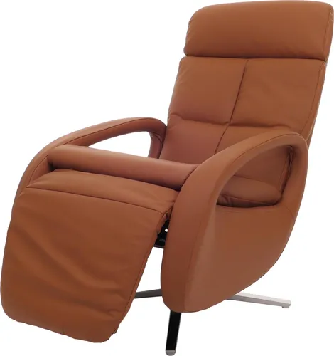 Relaxsessel MCW-L11 - Design Fernsehsessel mit Liegefunktion - Sessel, drehbar und aus hochwertigem Voll-Leder in terracotta-braun, ideal für entspannte Fernsehabende und vielseitige Sitz- oder Liegepositionen.
