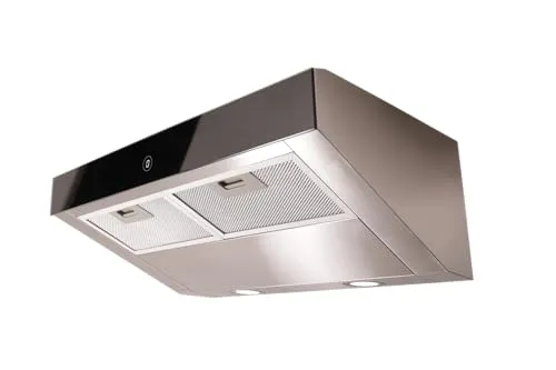 respekta CH12060IX-21 A+ Unterbauhaube Sanja, 60 cm - Dunstabzugshaube mit 406 m³/h, Touch Control und 6 Leistungsstufen für effiziente Luftreinigung und modernes Design in Edelstahl und schwarzer Glasblende.