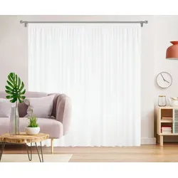 GARDINESTAN JUNG CFO GmbH Weiße Vorhänge mit Kräuselband - Transparente Gardinen (200x240 cm) aus 100% Polyester mit integriertem Bleiband für perfekten Fall und elegante Optik, ideal für Schlafzimmer und Wohnzimmer.