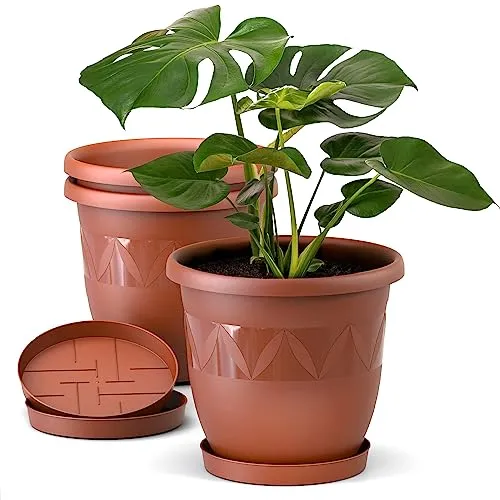 Plastard Pflanzkübel 3er Set, Terrakotta Blumentöpfe mit Untersetzern, Ø 30 cm - Hochwertige Pflanzkübel aus robustem Material. Witterungs-, frost- und UV-beständig. Perfekt für den Innen- und Außenbereich. Set mit 3 Blumentöpfen und passenden Untersetzern.