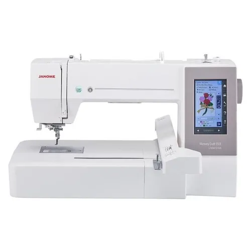 Janome MC 550E LIMITED EDITION Stickmaschine - Nähmaschinen mit 4 Stickrahmen und 360 x 200 mm Stickfläche, inkl. 180 vorinstallierten Designs und benutzerfreundlicher Software für kreative Projekte.