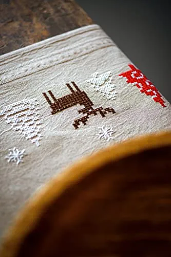 Vervaco Stickpackung Kreuzstich Set Vorgedruckt Tischläufer moderne Weihnachtsmotive Stickdecken Vorgezeichnet DIY Basteln Kreativ Stickläufer zum Selbersticken 40 x 100 cm Stickset