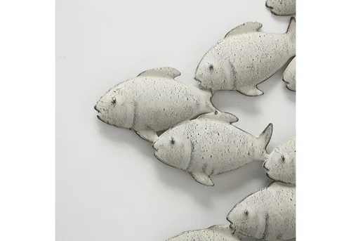 BOLTZE Wandobjekt Fischschwarm Metall, grau - Stilvolle Wanddekoration aus Eisen, 97 x 53 cm, bringt maritimen Charme in Ihr Zuhause und sorgt für einen einzigartigen Blickfang.