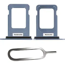 iPHONE 14 / PLUS SIM KARTEN HALTER TRAY ADAPTER FACH STECKER SLOT CARD + NADEL BLAU - Blau