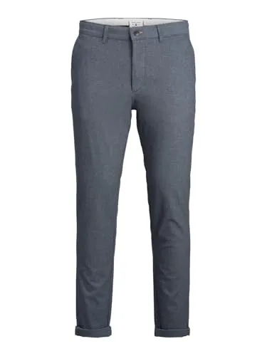Chinohose JACK & JONES "JPSTMARCO JJFURY AKM" - Herren-Stoffhose in faded denim, modisch und pflegeleicht durch elastisches Webmaterial. Ideal kombinierbar für Freizeitaktivitäten.