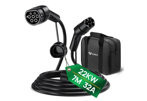 GONEO Typ 2 Ladekabel 7kW/11kW/22kW - Autoladekabel, Elektroauto-Ladekabel, (700 cm), Typ 2 auf Typ 2 EV Ladekabel mit Tragetasche