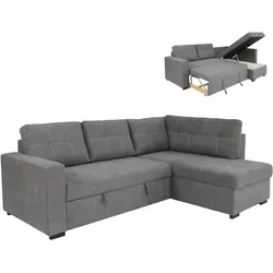 Ecksofa ash mit Liegefunktion - Sofa Wohnlandschaft mit integriertem Staukasten und dekorativen Kontrastnähten, ideal für stilvolle und funktionale Wohnräume.