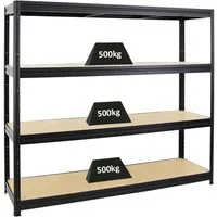 PROREGAL Schwerlastregal Dino Extra Breit 500kg - Robustes Lagerregal mit 4 verstellbaren MDF-Fachböden und beeindruckender Traglast von 500 kg pro Ebene, ideal für Werkstätten und Garagen.
