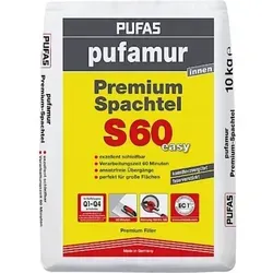 PUFAS Pufamur Premium-Spachtel S60 easy - 25kg Sack - Baumaterial, kunstharzvergütet und faserverstärkt für exzellente Schleifbarkeit und perfekte Übergänge, ideal für große Flächen.