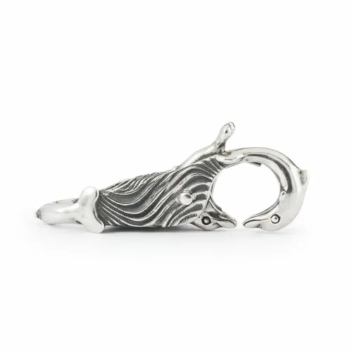 TROLLBEADS Verspielte Delphine - Verschluss aus 925 Sterlingsilber - Eleganter Verschluss aus geschwärztem Sterlingsilber für Bettelarmbänder oder Halsketten. Ideal für Damen, um individuelle Schmuckstücke zu gestalten.