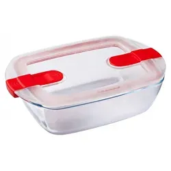 Pyrex-Schüssel mit Deckel 1,1l - Rechteckig, Transparent - Praktische 1,1l Schüssel aus Borosilikatglas mit Deckel – ideal zum Kochen, Aufbewahren und Aufwärmen. Perfekt für unterwegs und spülmaschinenfest! Ideal für alle Kochbegeisterten.