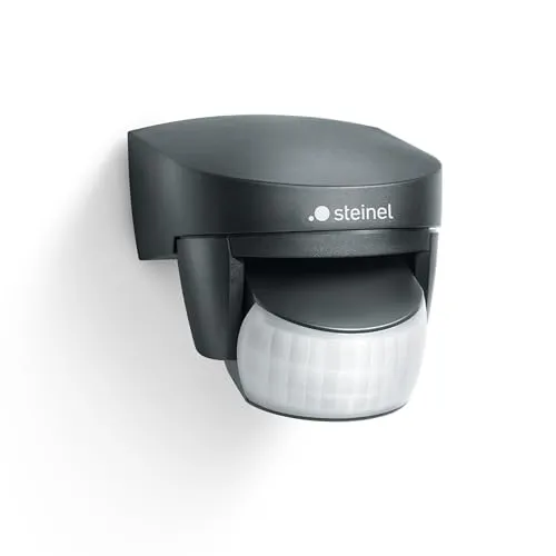 Steinel Bewegungsmelder IS 2140 ECO Schwarz - Bewegungsmelder für Außen und Innen mit 14 m Reichweite, IP54 wetterfest, ideal für Gärten und Eingänge, einfache Montage und präziser PIR-Sensor.