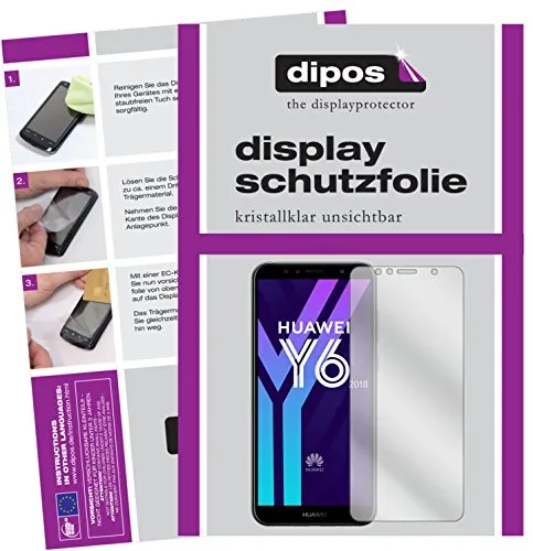 dipos I 6X Schutzfolie klar kompatibel mit Huawei Y6 (2018) Folie Displayschutzfolie (3X Vorder- & 3X Rückseite)
