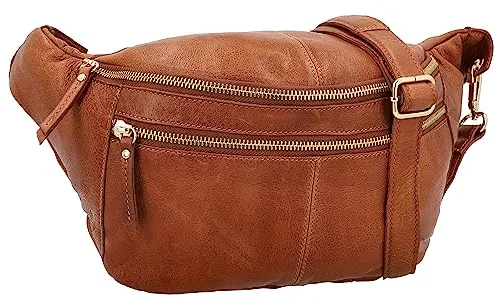 Gusti Gürteltasche Leder - Freya Bauchtasche - Mode-Hüfttaschen, stilvolle Lederbauchtasche im Vintage Look, ideal für Festivals, Reisen und Freizeit - praktisch und trendig zugleich.