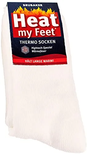 BRUBAKER 2 Paar Heat my Feet Unisex Thermo Socken Beige Größe 43-46