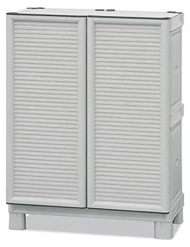 Concert C70-092 Niedriger Schrank mit Ablage, 70 cm - Praktischer, niedriger Kunststoffschrank (70 cm) mit Einlegeboden. Ideal für Werkstatt und Garten, witterungsbeständig und pflegeleicht. Bietet überraschend viel Stauraum für Werkzeuge und Hobbyausrüstung.